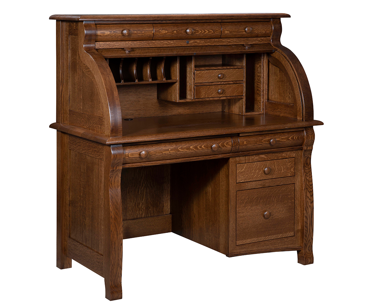 Castleberry Single Pedestal Rolltop Desk Panozzo's Furniture