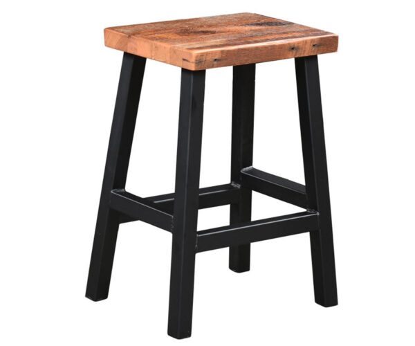 Barnwood Bar Stool with Metal Base